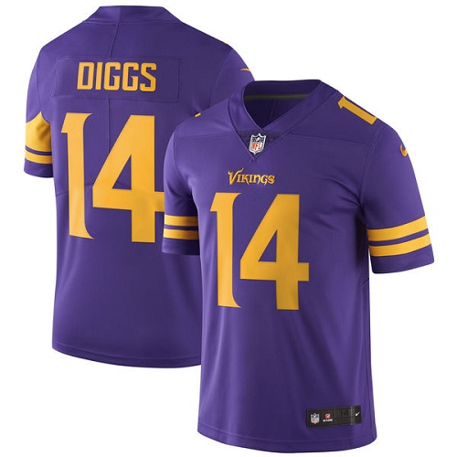 Minnesota Vikings #14 Limited Stefon Diggs Purple Nike NFL Men Jersey Rush Vapor Untouchable